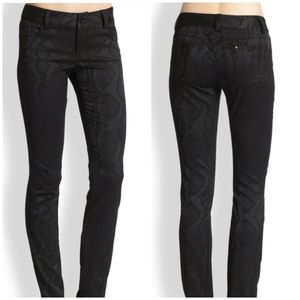 Alice + Olivia Muted Black Snakeskin Pants